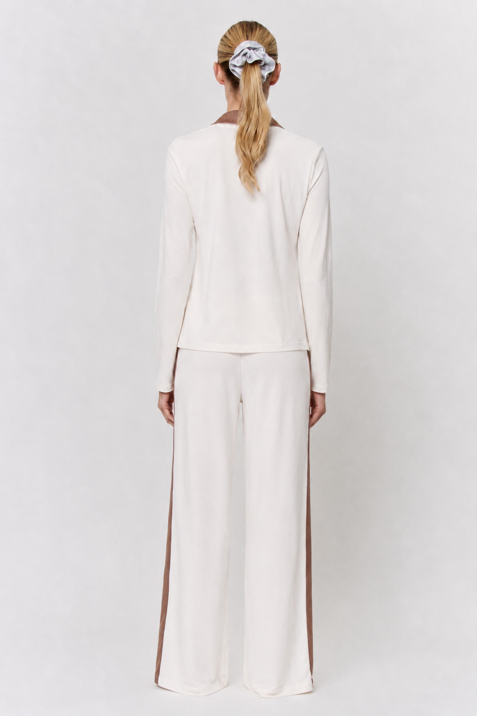 Undyed Silk Trim Pajama Set in naturally dyed fabric by AGA Nature