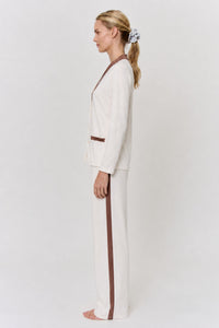 Undyed Silk Trim Pajama Set in naturally dyed fabric by AGA Nature