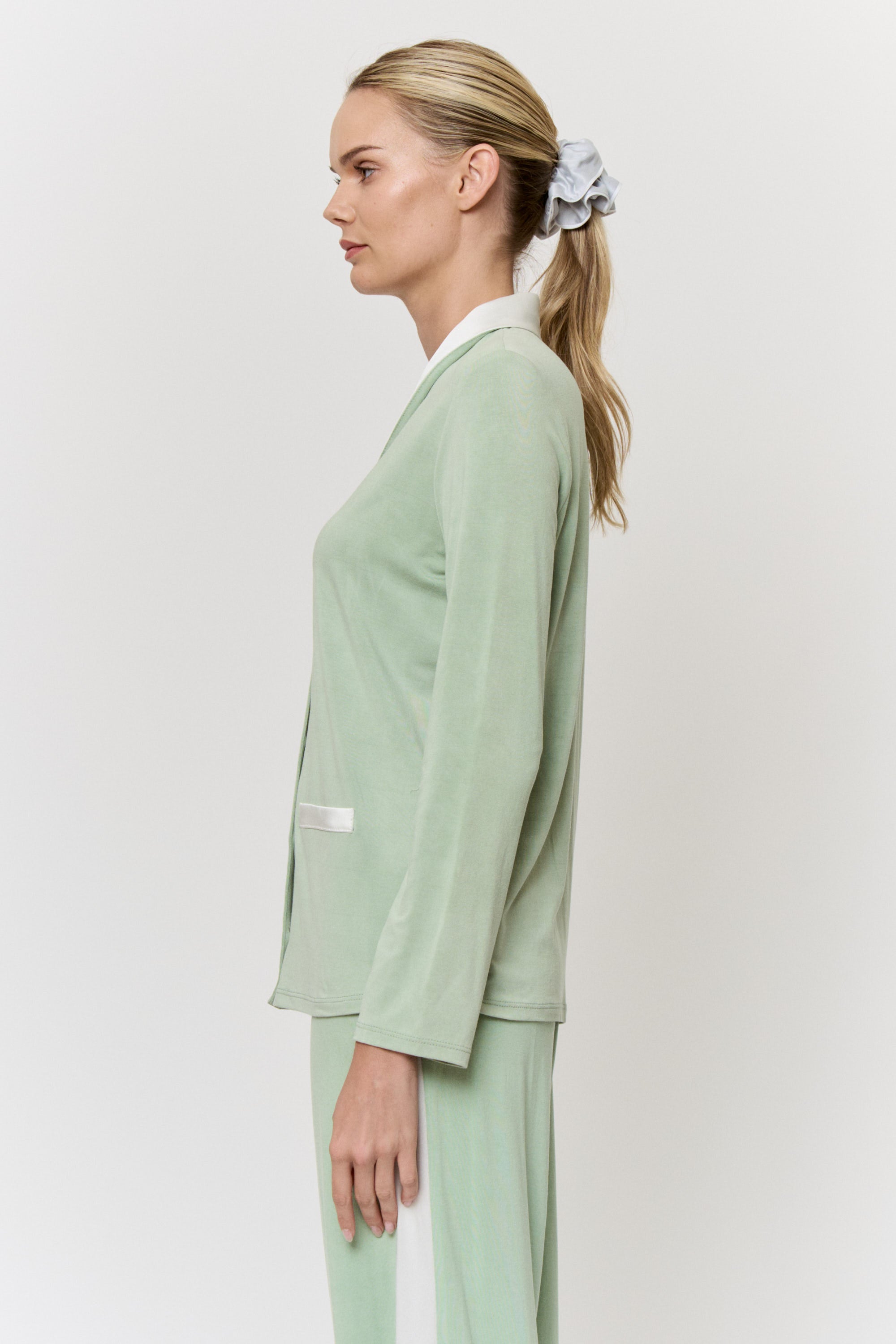 Mulberry-Dyed Silk Trim Pajama Set in naturally dyed fabric by AGA Nature