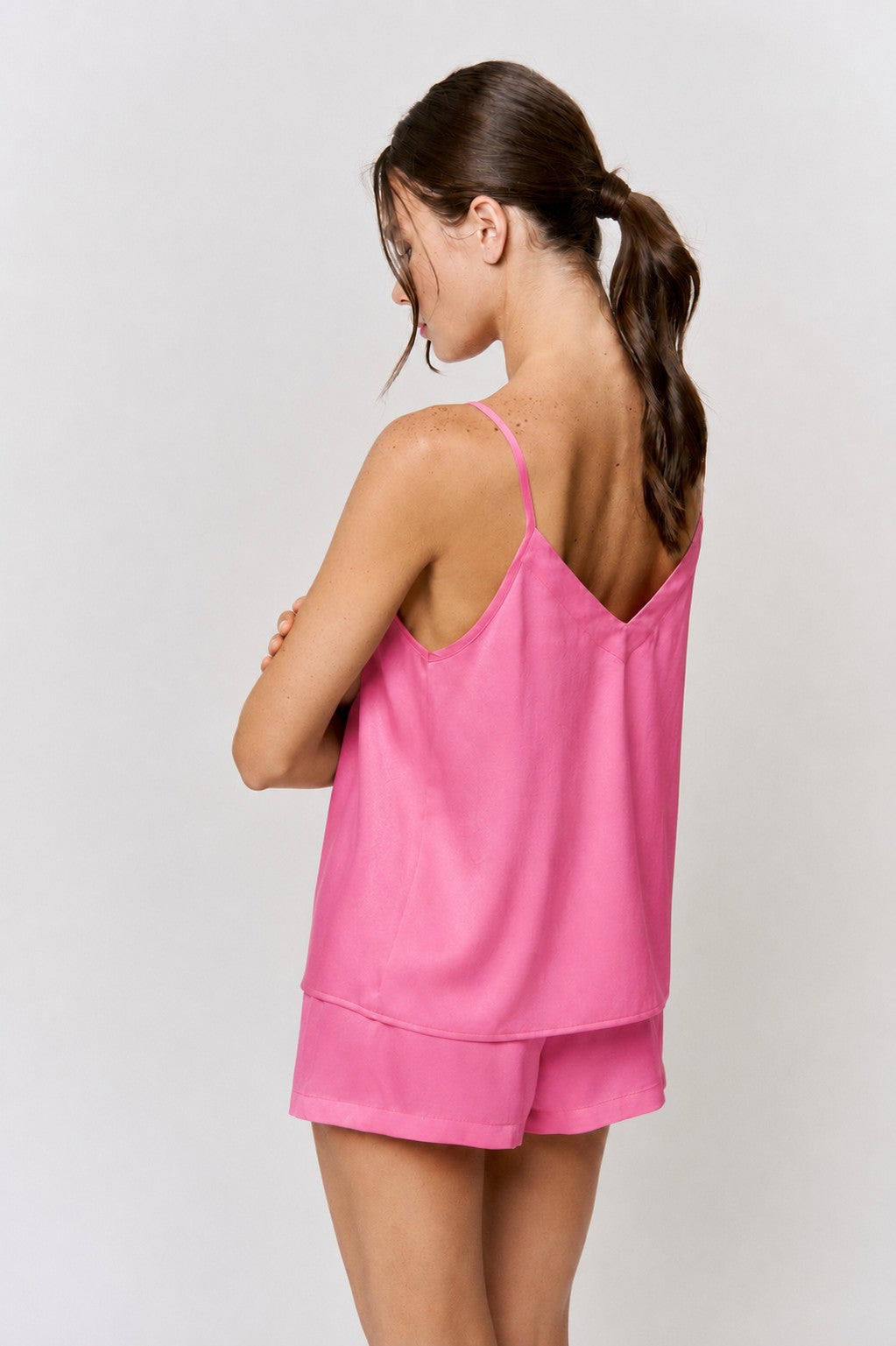 Cochineal-Dyed Silk Short Set in naturally dyed fabric by AGA Nature