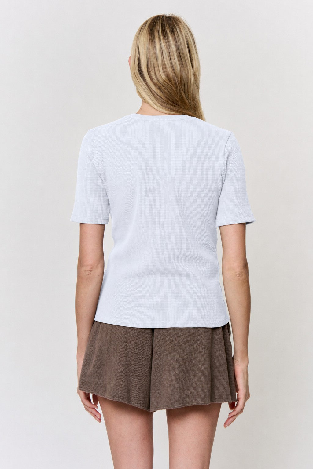 Red Cabbage-Dyed Waffle Shell-Button Tee in naturally dyed fabric by AGA Nature