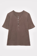 Cutch-Dyed Waffle Shell-Button Tee
