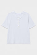 Red Cabbage-Dyed Waffle Shell-Button Tee