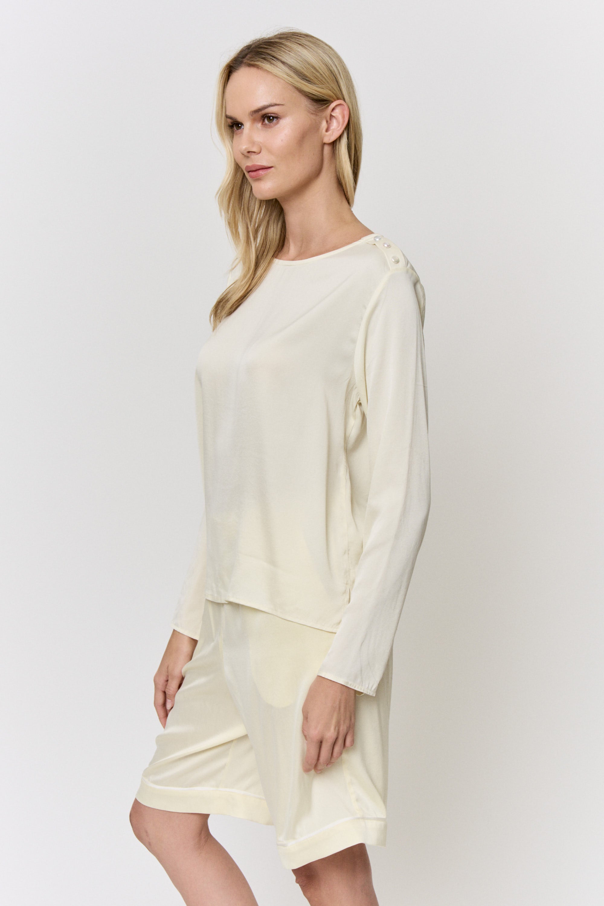 Red Onion-Dyed Silk Pearl-Button Blouse in naturally dyed fabric by AGA Nature