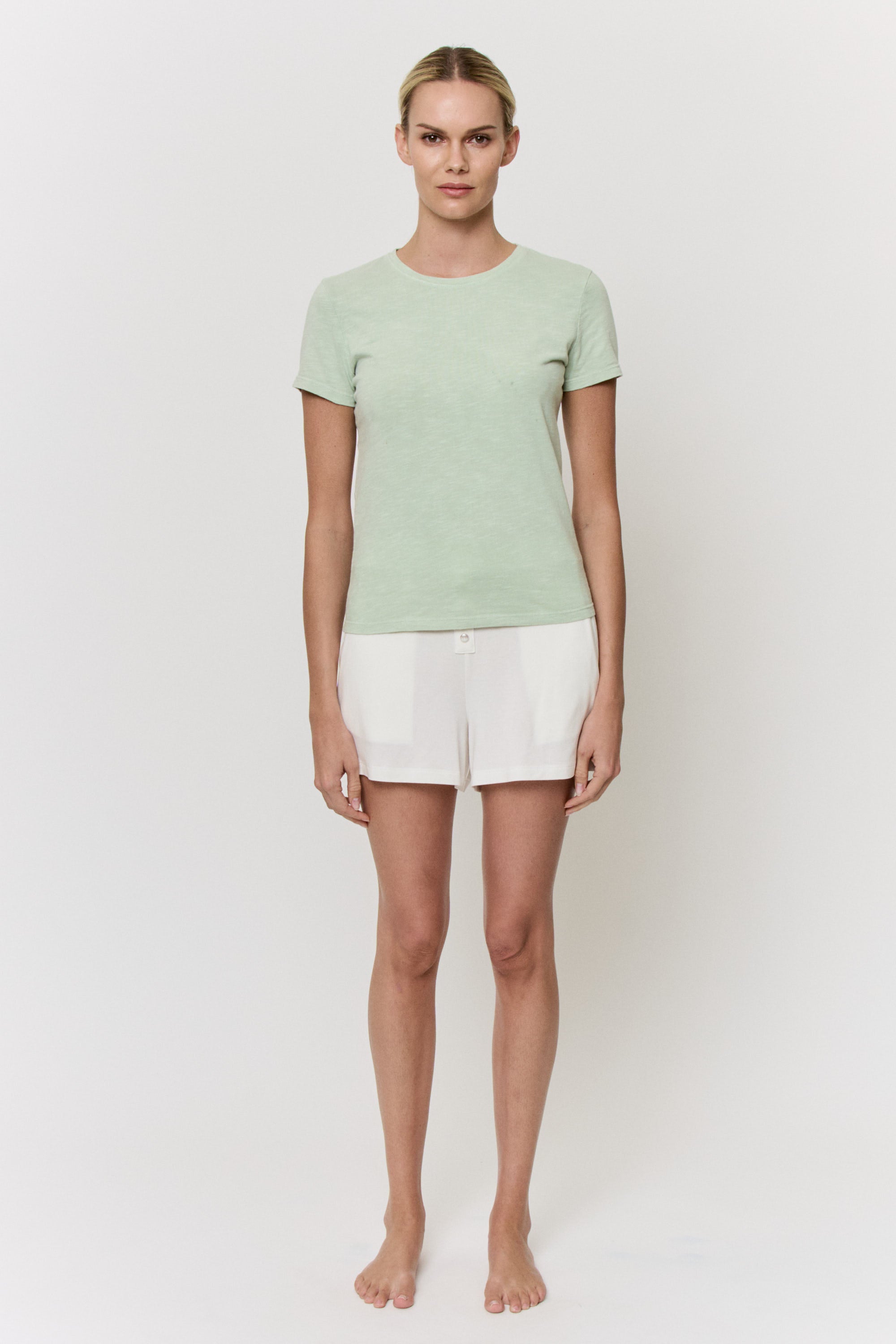 Mulberry-Dyed Slub-Cotton Short-Sleeve Top in naturally dyed fabric by AGA Nature