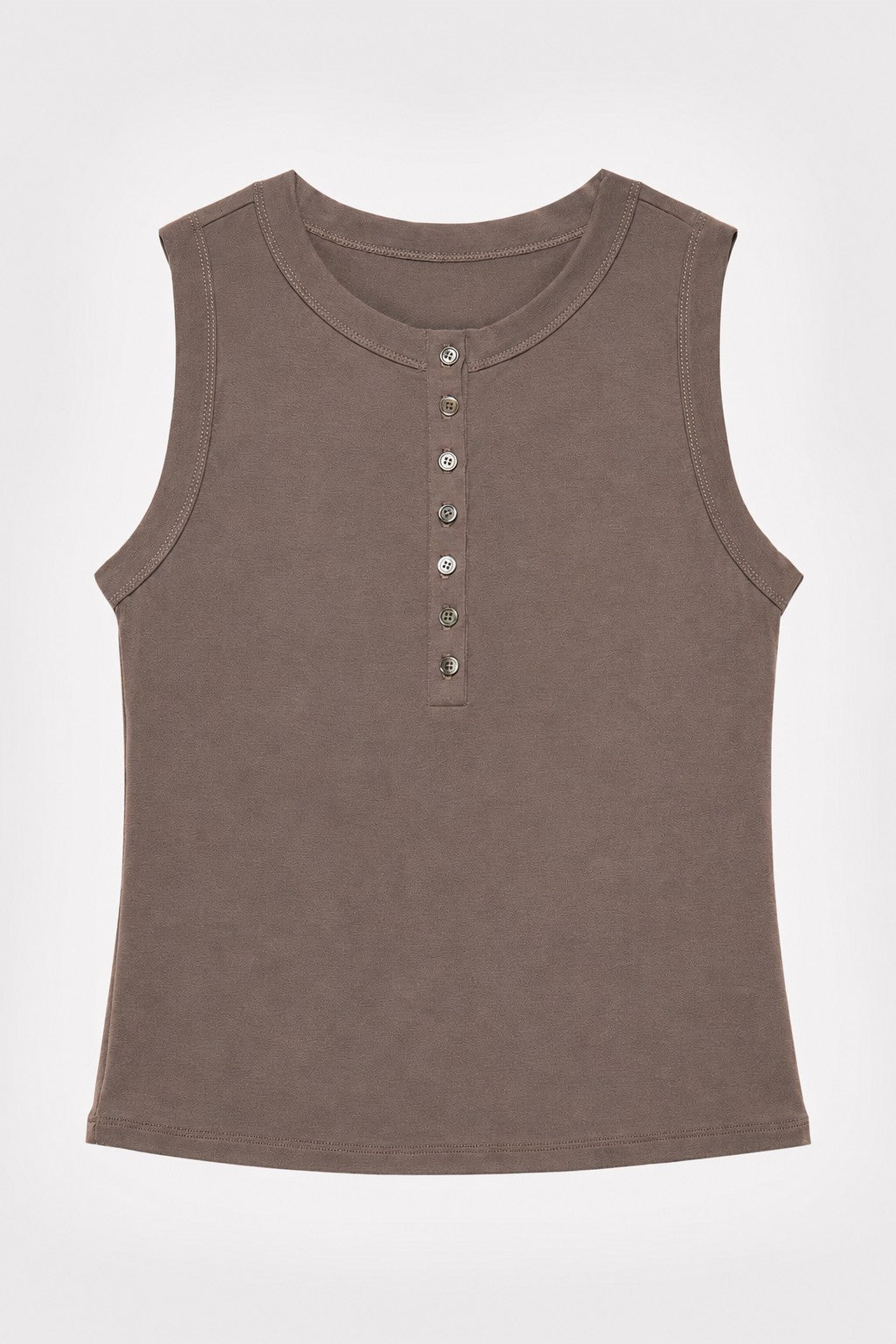 Cutch-Dyed Modal Shell-Button Tank in naturally dyed fabric by AGA Nature
