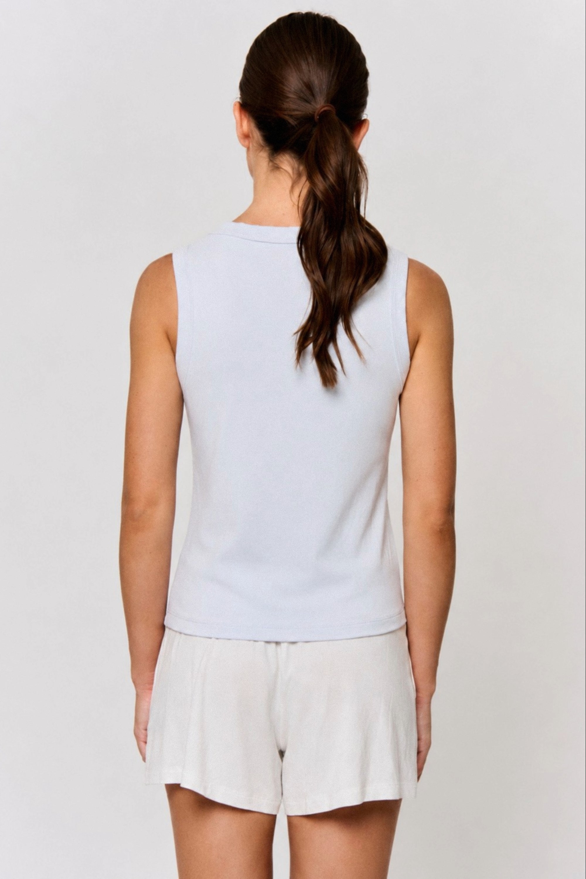 Red Cabbage-Dyed Modal Shell-Button Tank in naturally dyed fabric by AGA Nature