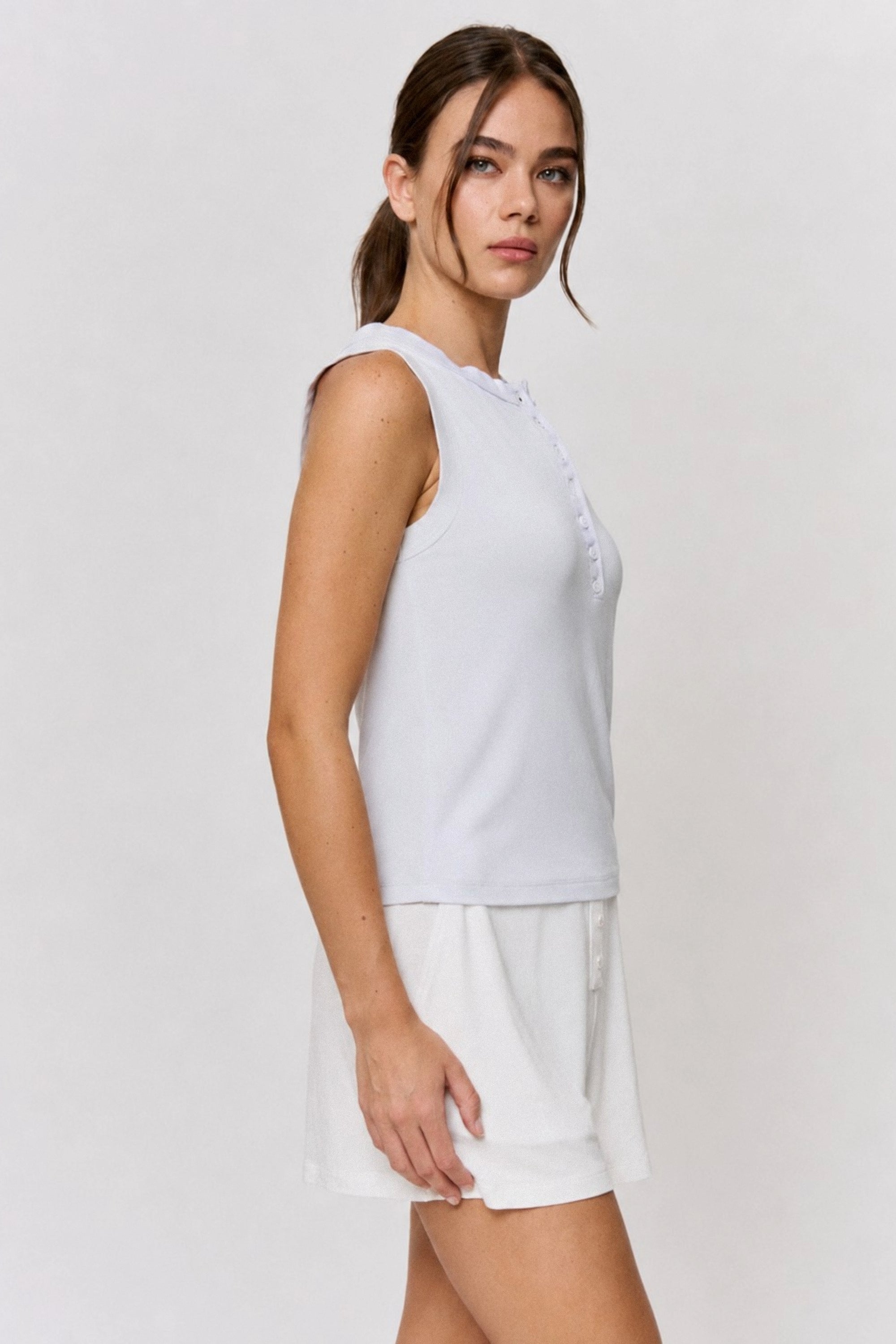 Red Cabbage-Dyed Modal Shell-Button Tank in naturally dyed fabric by AGA Nature