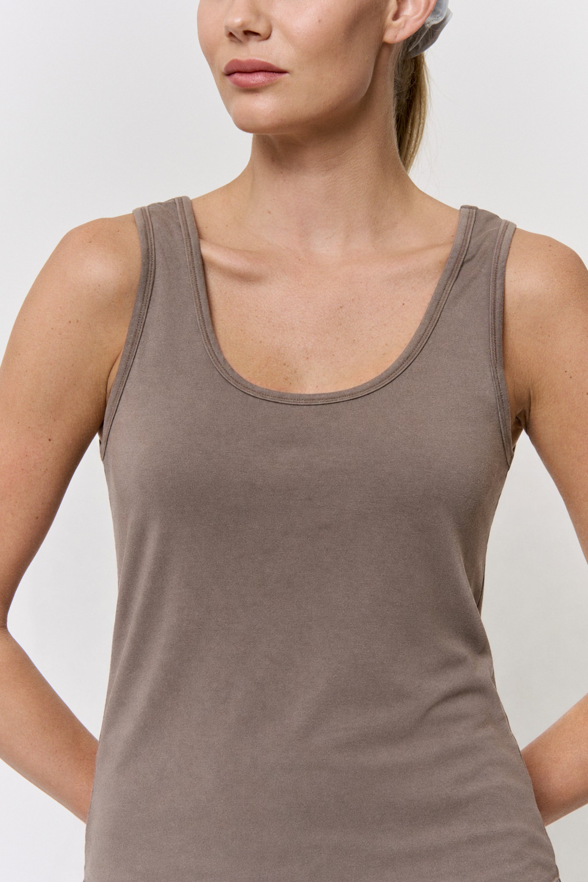 Cutch-Dyed Modal Scoop-Neck Tank in naturally dyed fabric by AGA Nature