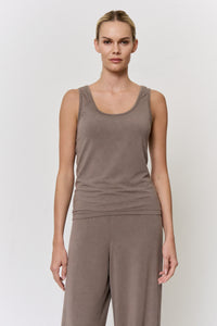 Cutch-Dyed Modal Scoop-Neck Tank in naturally dyed fabric by AGA Nature