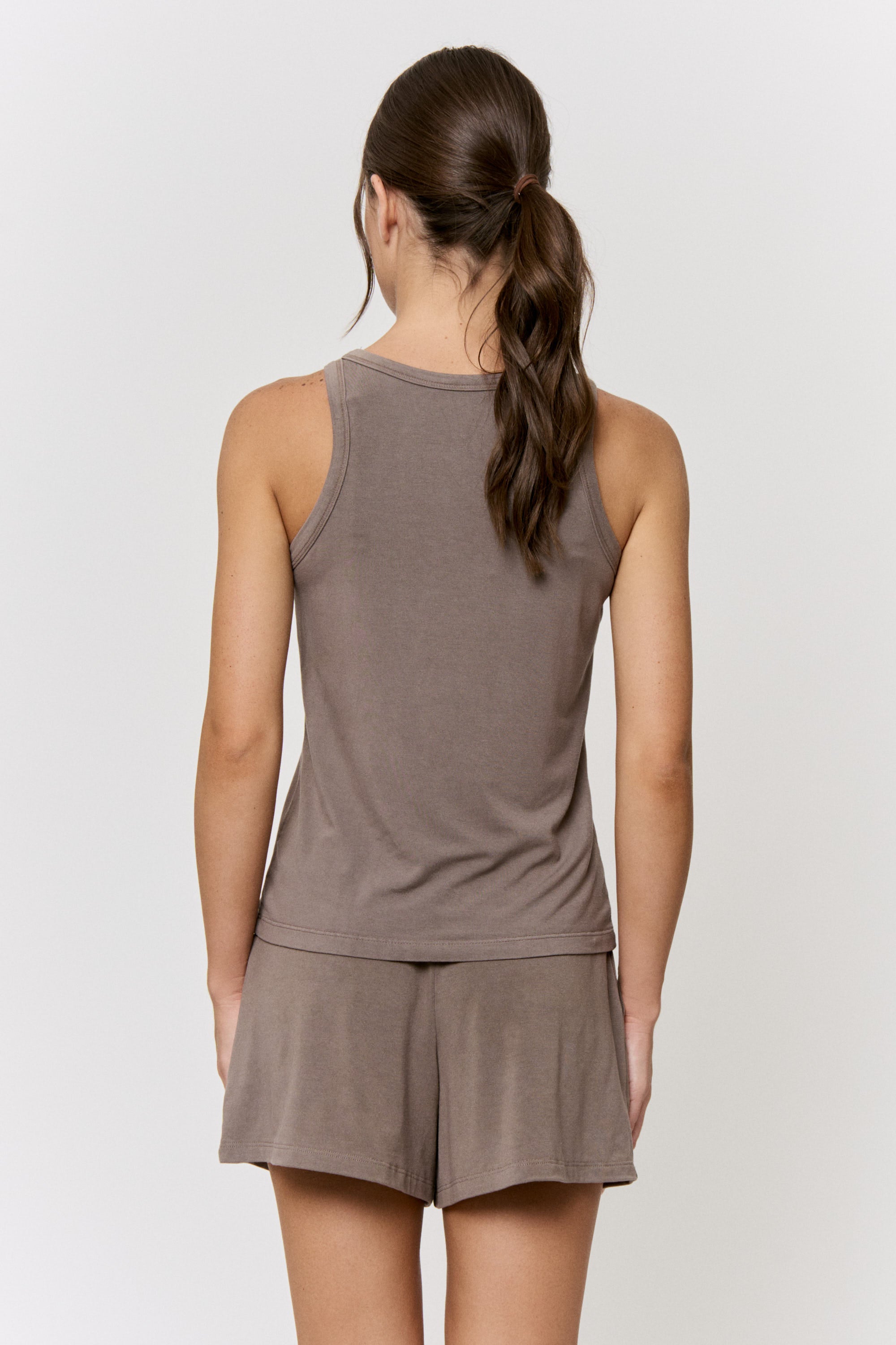 Cutch-Dyed Modal Round-Neck Tank in naturally dyed fabric by AGA Nature