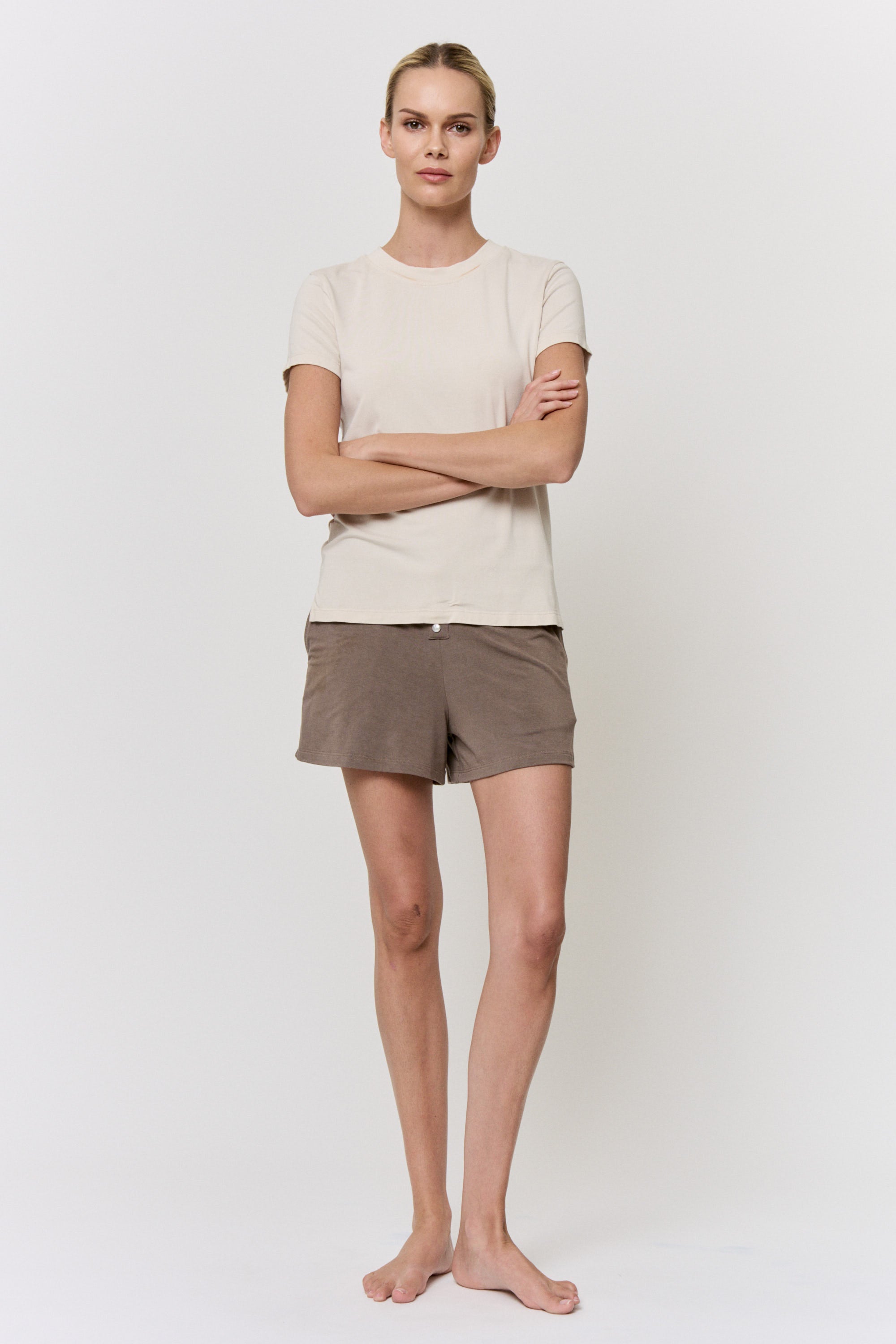 Red Cabbage-Dyed Modal Short-Sleeve Top