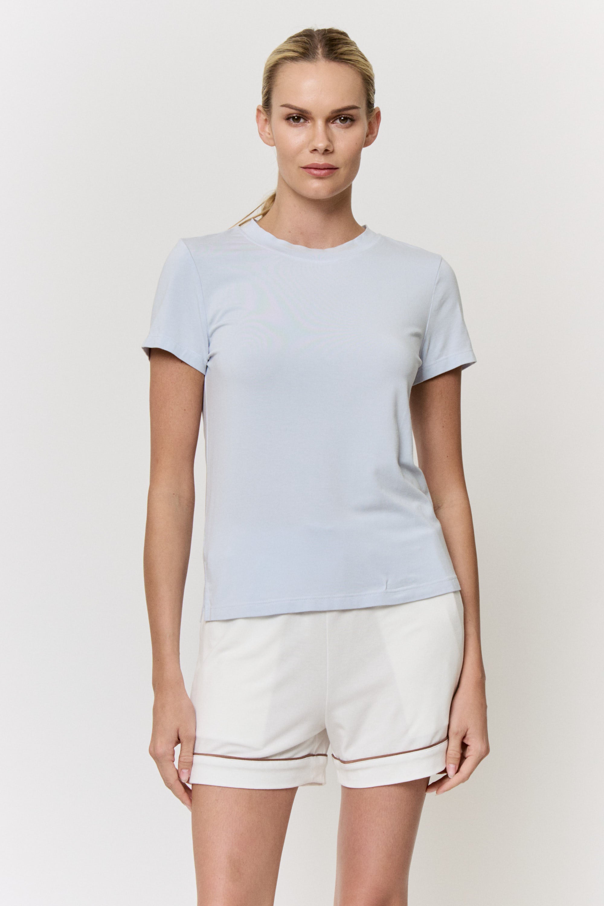 Red Cabbage-Dyed Modal Short-Sleeve Top in naturally dyed fabric by AGA Nature