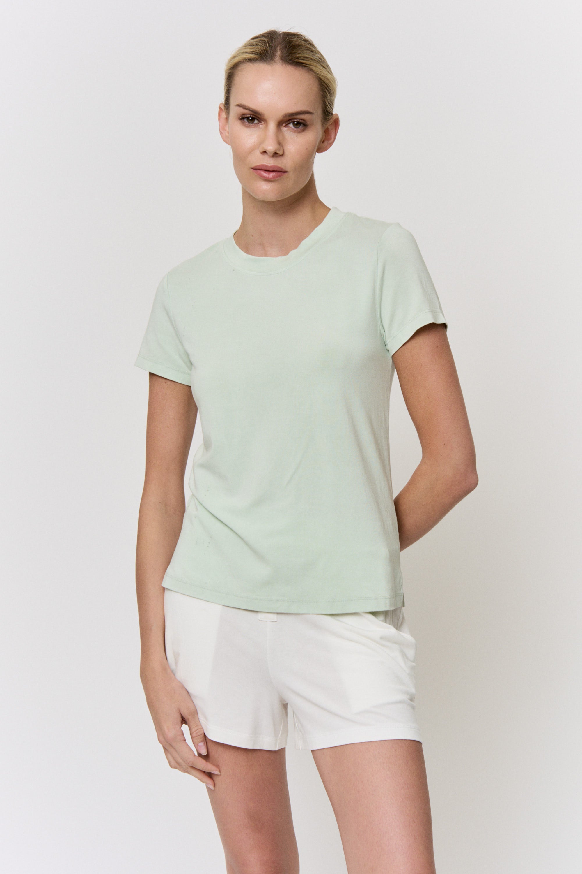 Mulberry-Dyed Modal Short-Sleeve Top in naturally dyed fabric by AGA Nature