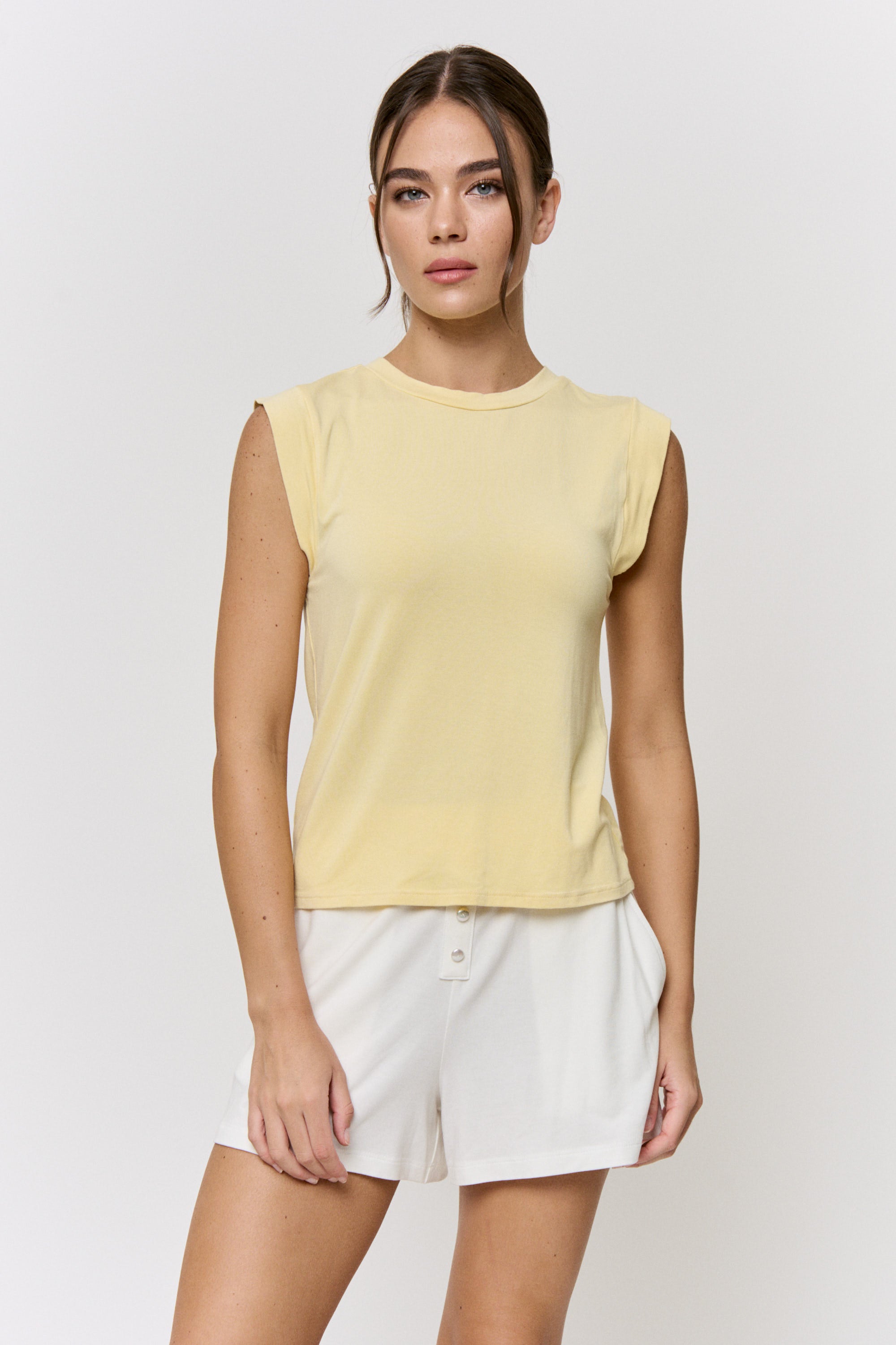 Chamomile-Dyed Modal Sleeveless Tank in naturally dyed fabric by AGA Nature