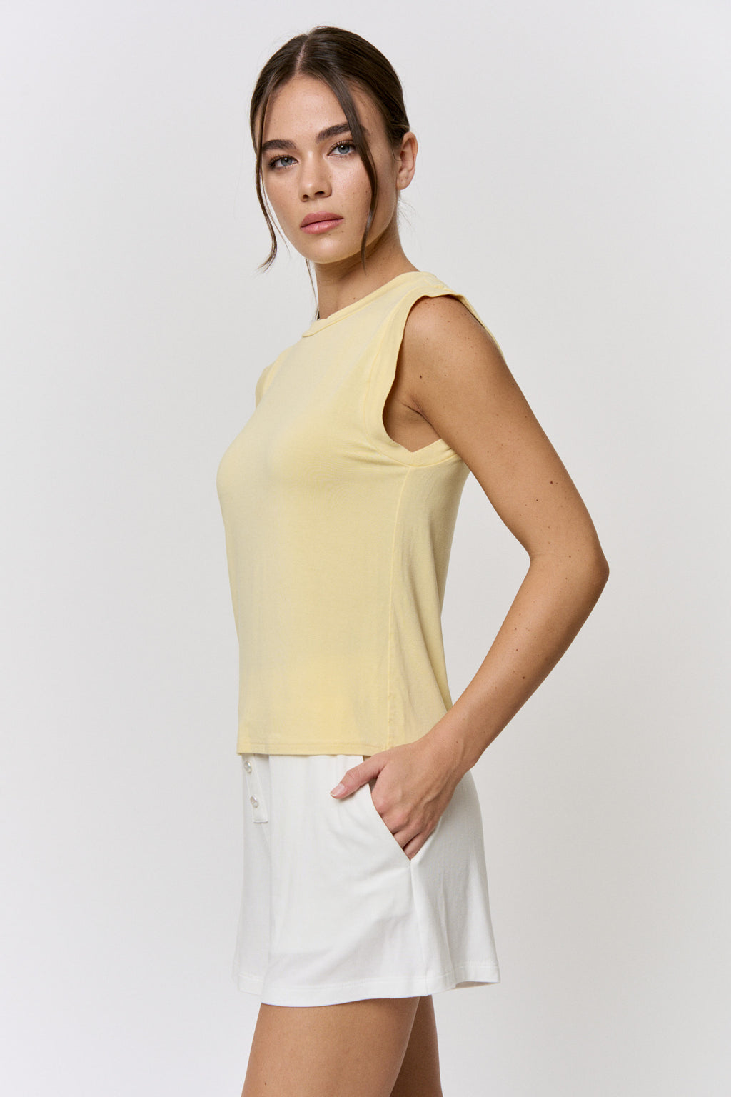 Chamomile-Dyed Modal Sleeveless Tank in naturally dyed fabric by AGA Nature