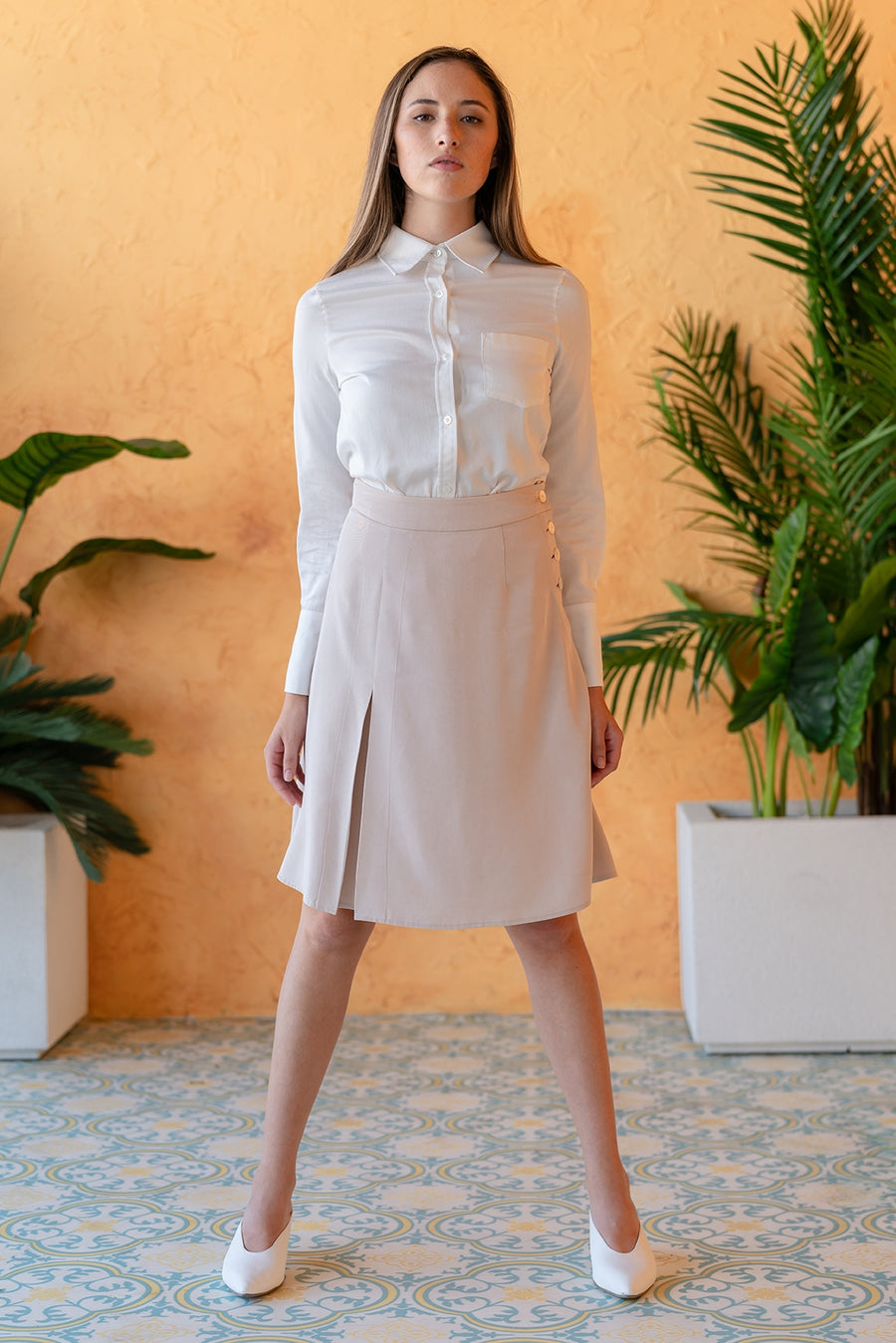 AGA | Zuri Side Button Skirt Walnut